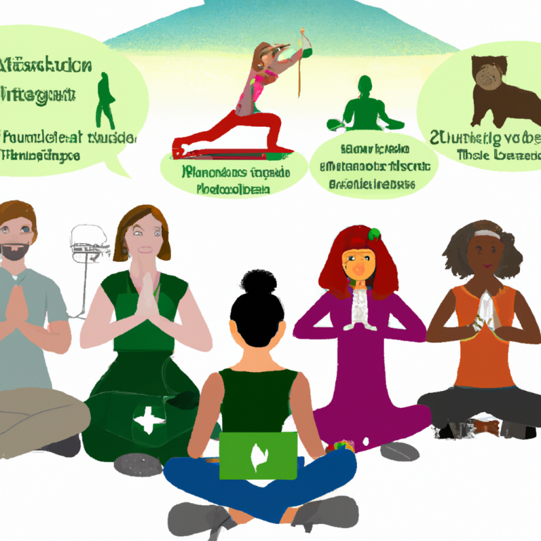 An image showcasing a diverse group of individuals engaged in various activities such as yoga, hiking, and cooking, emphasizing healthy living